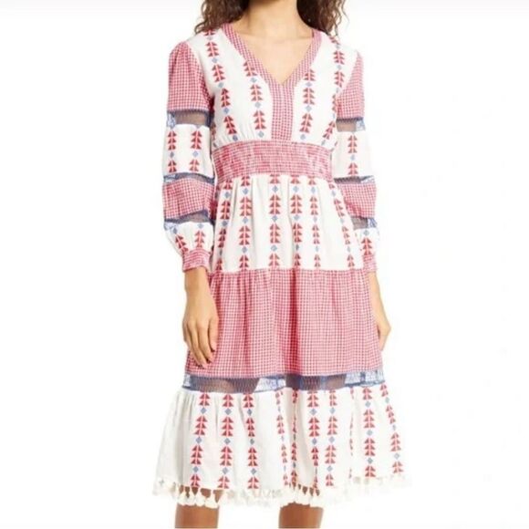 Area Stars Embroidered Sorrento V-Neck Dress XS - Picture 3 of 7